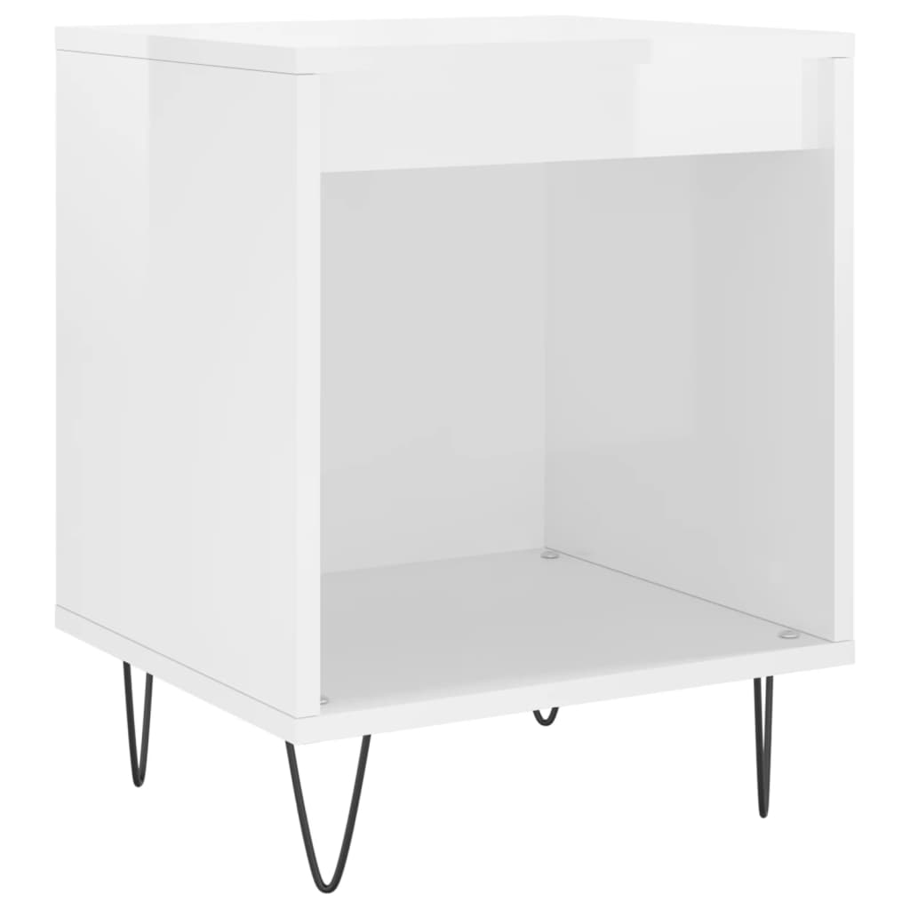 Mesitas Noche 2 Uds Madera Ingeniería Blanco Brillo 40x35x50 Cm_2