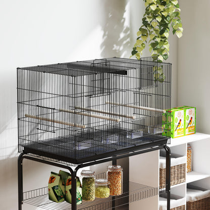 Pawhut Jaula Para Pájaros Con Divisor Ruedas Para Mascota Aves Loros Canarios_3