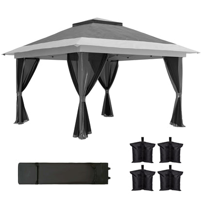 Outsunny Carpa Plegable 3,6x3,6 M Con 4 Paredes Laterales De Malla Anti-uv Gris_0