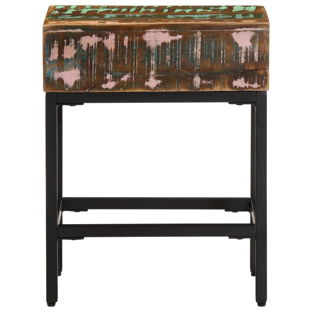 Mesa Auxiliar Madera Maciza Reciclada 40x30x51 Cm_2