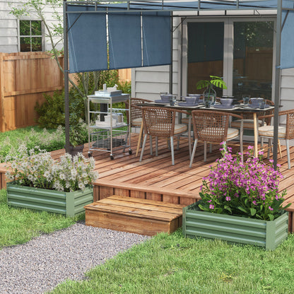 Outsunny Juego De 2 Jardineras Exterior Grandes De Acero 100x50x30 Cm Verde_1