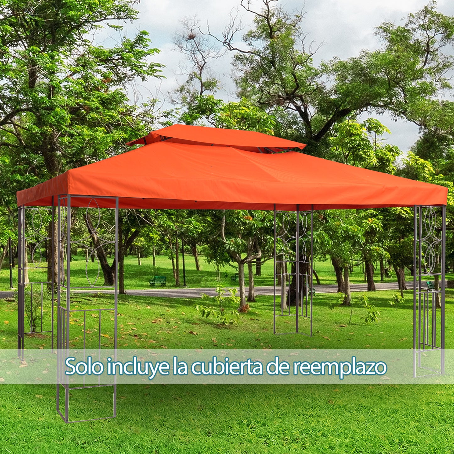 Outsunny Techo De Repuesto 4x3 M Para Cenador Jardín Exterior 2 Niveles Rojo_1