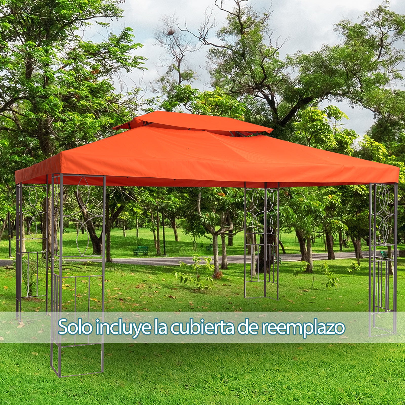 Outsunny Techo De Repuesto 4x3 M Para Cenador Jardín Exterior 2 Niveles Rojo_1
