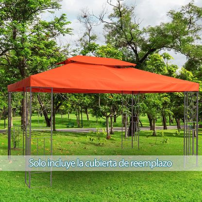 Outsunny Techo De Repuesto 4x3 M Para Cenador Jardín Exterior 2 Niveles Rojo_1