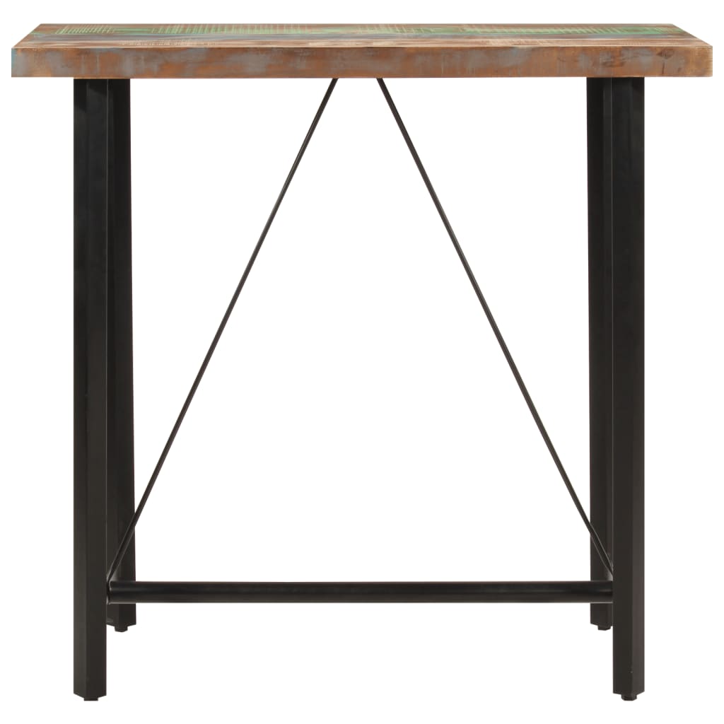 Mesa Alta De Hierro Y Madera Maciza Reciclada 110x55x107 Cm_0