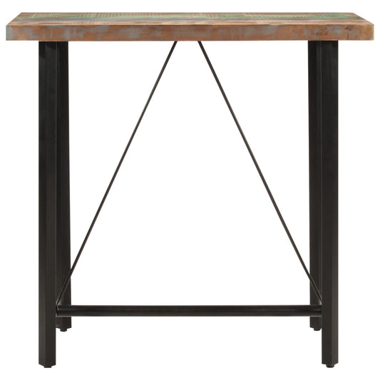 Mesa Alta De Hierro Y Madera Maciza Reciclada 110x55x107 Cm_0