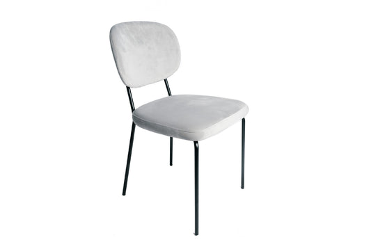 Juego De 4 Sillas Terciopelo Gris Ratón Industrial Pata De Metal 43x56x82cm - Muebles De Comedor_0