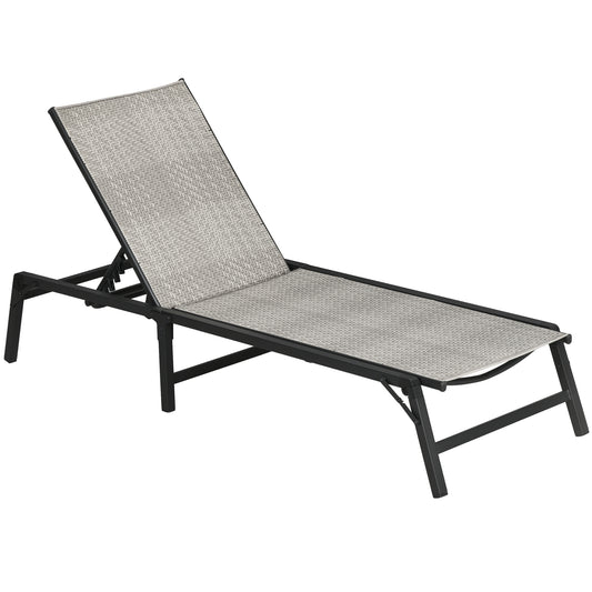 Outsunny Tumbona De Ratán Reclinable Plegable Con Respaldo Ajustable Gris Claro_0