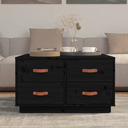 Mesa De Centro De Madera Maciza De Pino Negro 80x80x45 Cm_1
