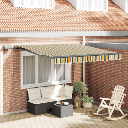 Toldo Retráctil Verde Y Amarillo 300 X 250 Cm Tela Y Aluminio_1