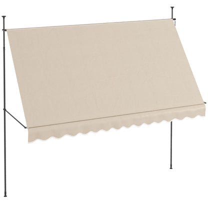 Outsunny Toldo Manual Retráctil 3,5x1,2 M Altura Ajustable 210-300 Cm Arena_0