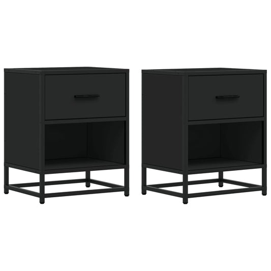 Mesitas De Noche 2 Uds Madera Ingeniería Negro 40x31x50 Cm_0