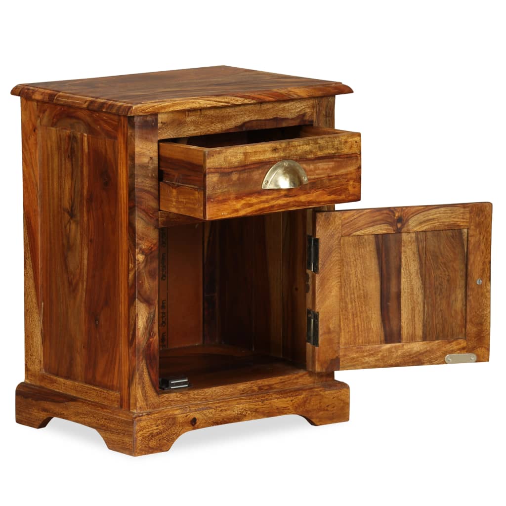 Mesita De Noche De Madera Maciza De Sheesham 40x30x50 Cm_1