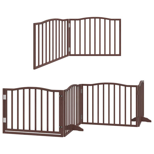 Vidaxl Puerta De Perros Plegable 6 Paneles Madera Álamo Marrón 480 Cm_0
