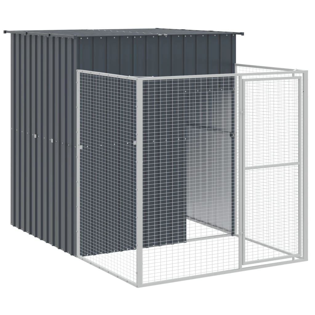 Caseta Perros Con Corral Acero Galvanizado Gris 165x863x181 Cm_5