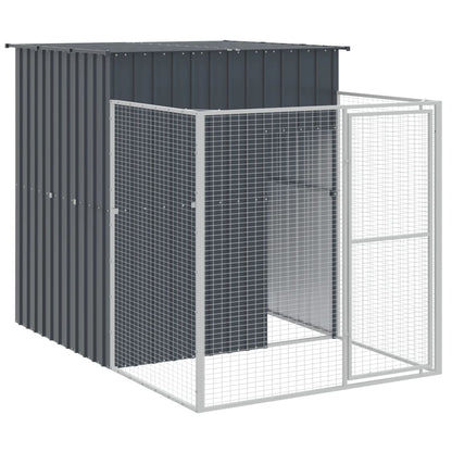 Caseta Perros Con Corral Acero Galvanizado Gris 165x863x181 Cm_5