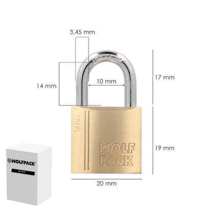 Candado Laton Arco Normal 20 Mm. Serie Target. Arco Endurecido. Candado Maletas, Candado Taquillas, Candado Puertas