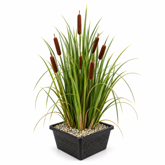 Espadaña Typha Latifolia Planta Estanque - Set 4 Plantas Con Cesta Y Sustrato_0