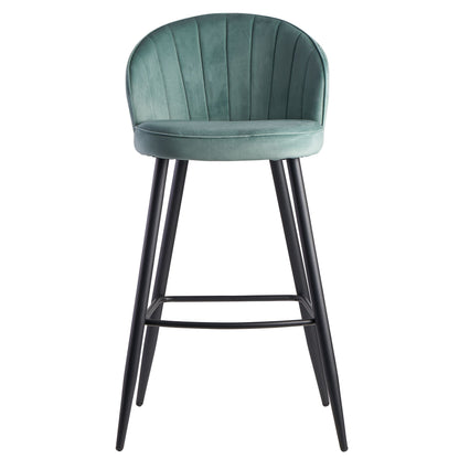 Taburete De Bar De Terciopelo Verde Claro Con Respaldo 56x102,5x52,5 Cm_1