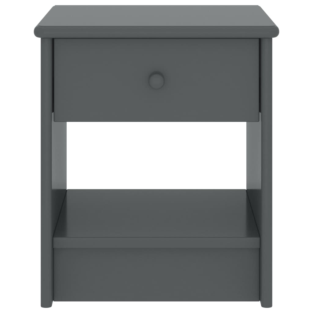 Mesita De Noche Madera Maciza De Pino Gris Oscuro 35x30x40cm_0