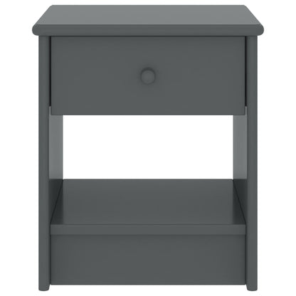 Mesita De Noche Madera Maciza De Pino Gris Oscuro 35x30x40cm_0