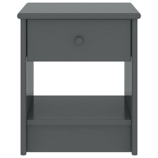 Mesita De Noche Madera Maciza De Pino Gris Oscuro 35x30x40cm_0