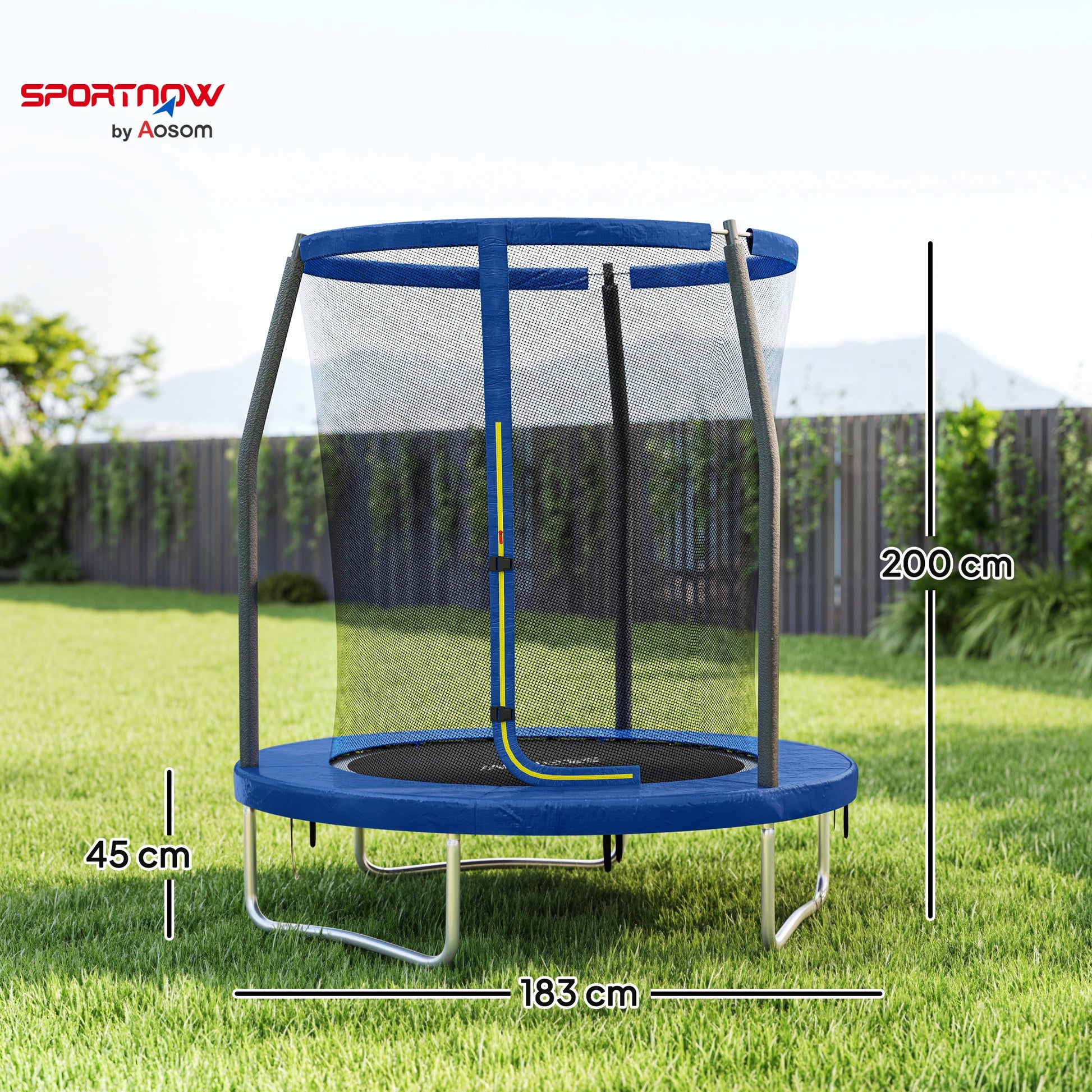 Sportnow Cama Elástica Infantil Ø183 Cm Con Red De Seguridad Y Funda Azul_2