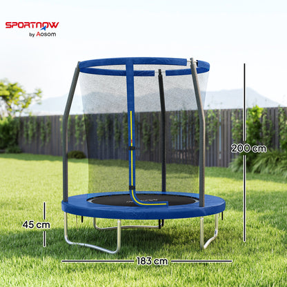 Sportnow Cama Elástica Infantil Ø183 Cm Con Red De Seguridad Y Funda Azul_2