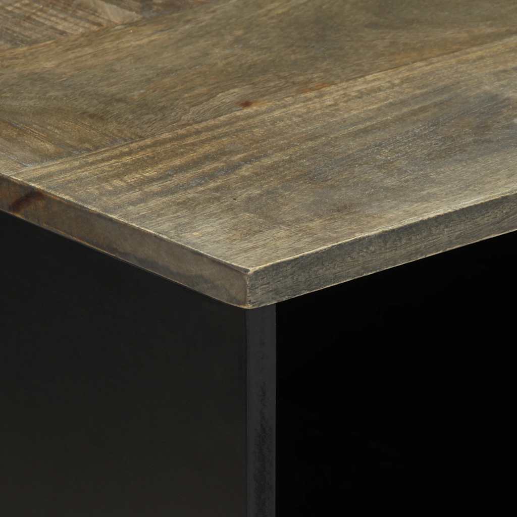 Mesa De Centro De Madera Maciza De Mango Gris Claro 80x50x40 Cm_4