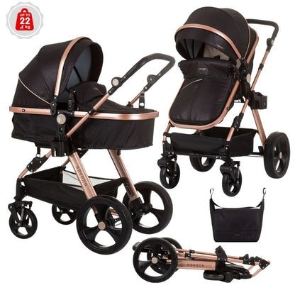 Carrito De Bebé Havana Dúo Convertible Hasta 22 Kg Con Bolso Y Mosquitera Obsidian Gold_0