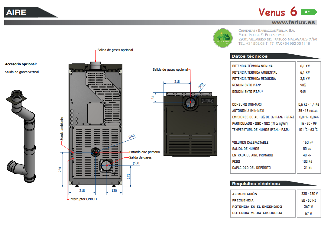 Bricosol Estufa De Pellets Venus 6 Marron Vintage De Ferlux_4