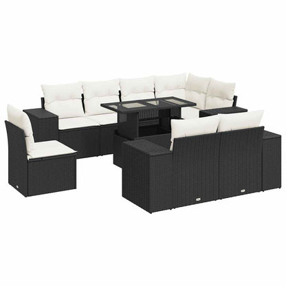 Set De Sofás De Jardín Con Cojines 9 Pzas Ratán Sintético Negro / Vetonek_2