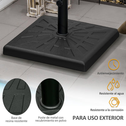 Outsunny Base De Sombrilla De Resina 19 Kg Para Mástil Ø32/38/48 Mm 51x51x32 Cm_4