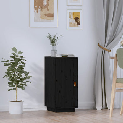 Aparador De Madera Maciza De Pino Negro 34x40x75 Cm / Vetonek_3