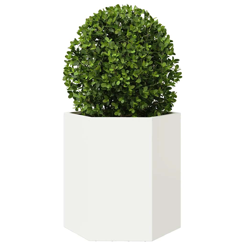 Jardineras Hexagonales 2 Uds Acero Blanco 46x40x45 Cm_4