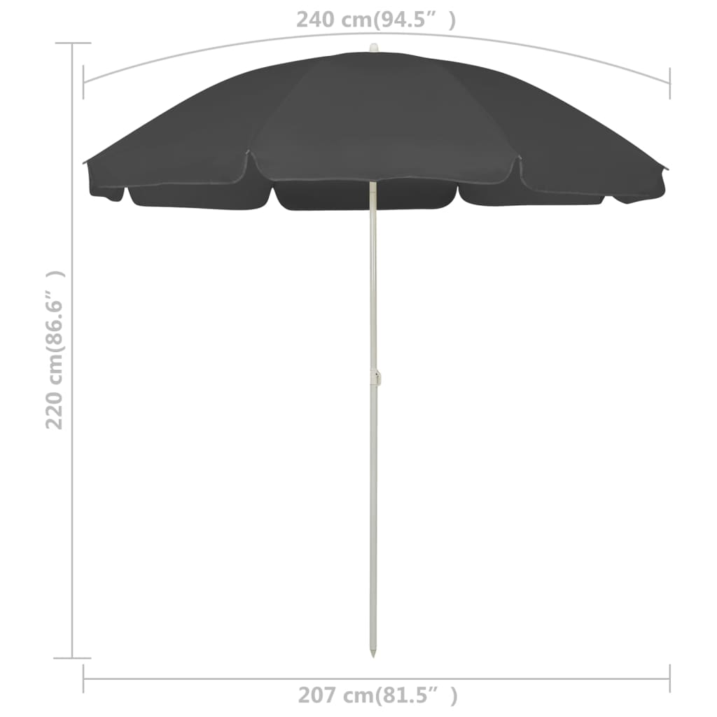 Sombrilla De Playa Antracita 240 Cm_4