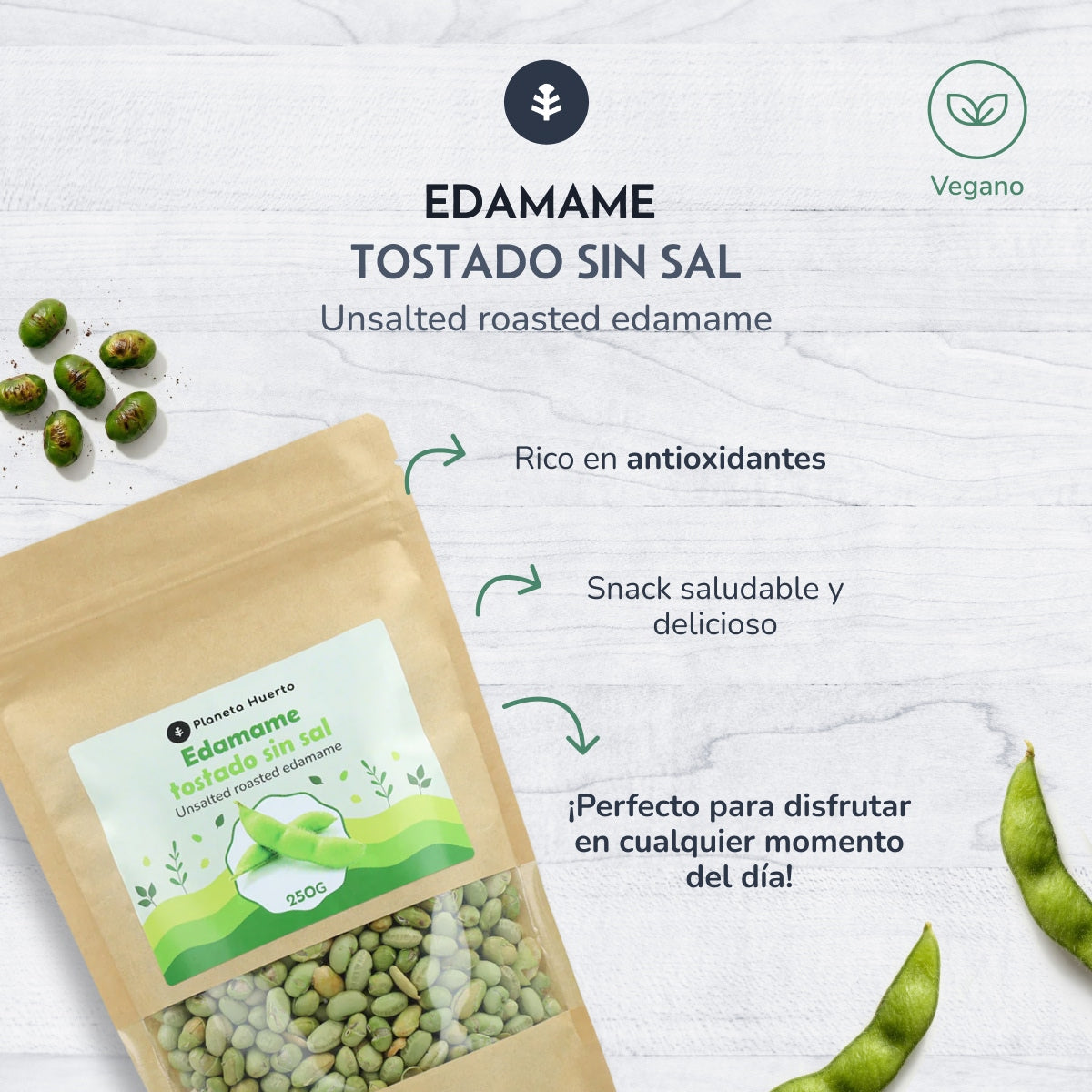 Edamame verde tostado sin sal Planeta Huerto 250 g