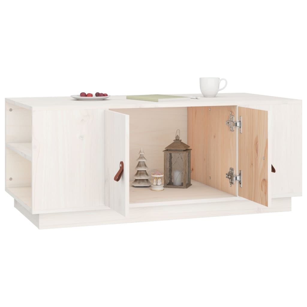 Mesa De Centro De Madera Maciza De Pino Blanco 100x50x41 Cm_2