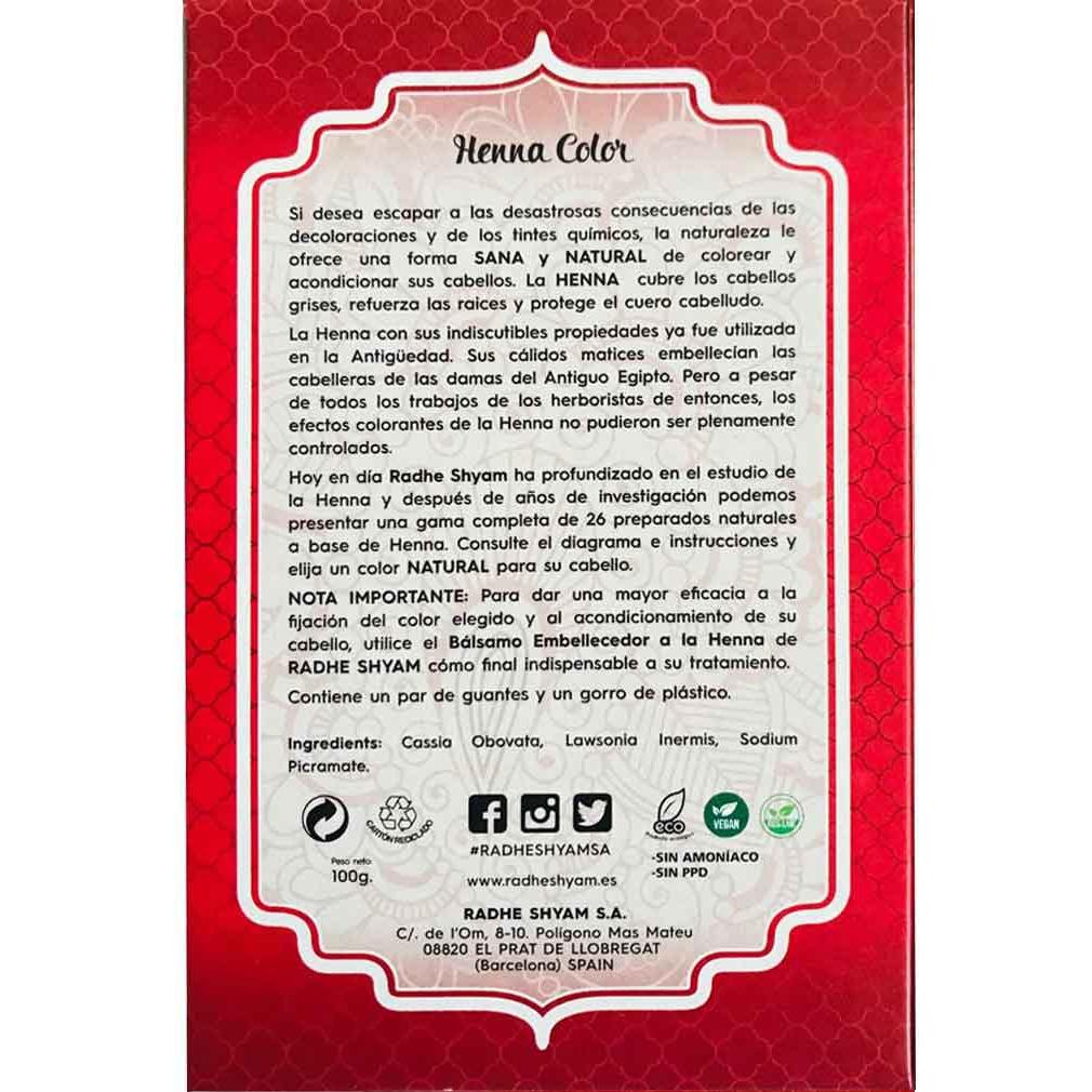 Henna polvo caoba oscuro Radhe Shyam 100 g