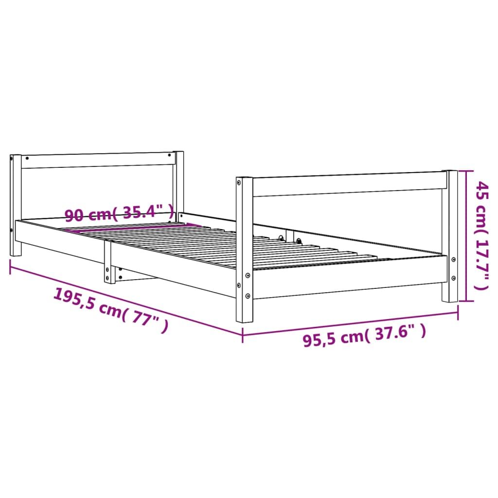 Vidaxl Estructura De Cama Para Niños Madera De Pino Negro 90x190 Cm_2