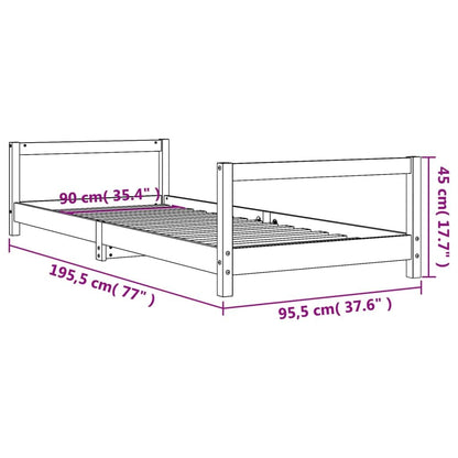 Vidaxl Estructura De Cama Para Niños Madera De Pino Negro 90x190 Cm_2