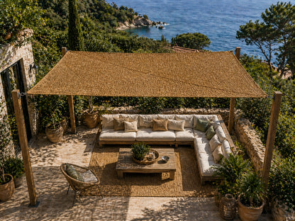 Toldo Vela Coco Natural Reforzado 4x3 M 60% Ocultación Para Jardín Terraza Pérgola_1