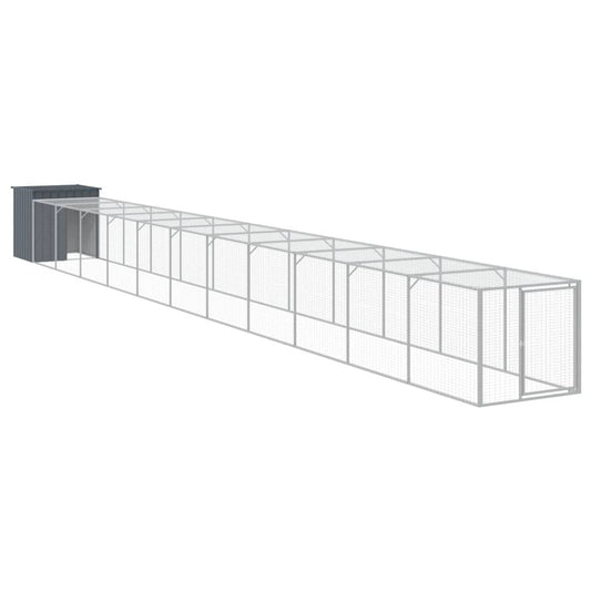 Vidaxl Gallinero Con Corral Acero Galvanizado Gris 110x1221x110 Cm_0