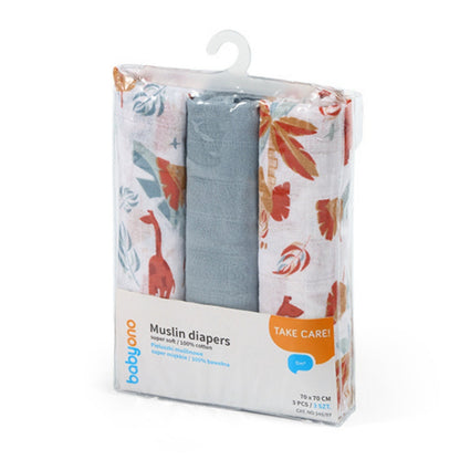 Babyono Pack 3 Muselinas Natural Algodón 70x70 Cm | Suavidad Imprescindible Para Cada Día_1