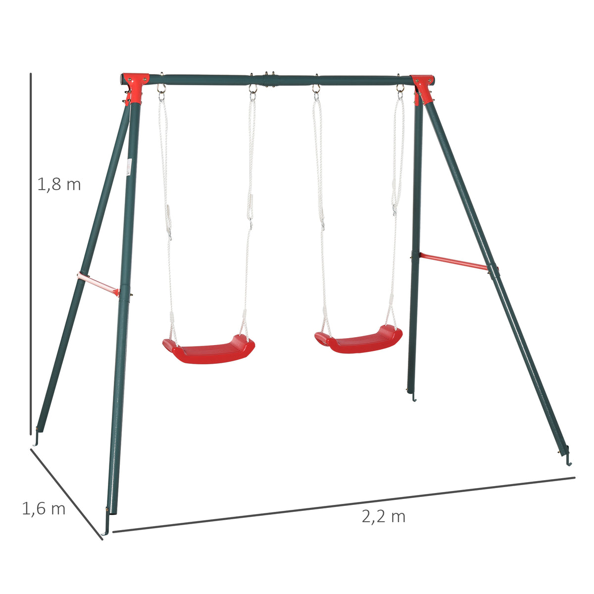 Outsunny Columpio Infantil Con 2 Asientos Cuerda Ajustable 4 Anclajes Máx. 40kg_2