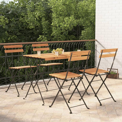 Well Home - Juego 'bistro' Mesa Y 4 Sillas En Madera Y Acero Negro_5