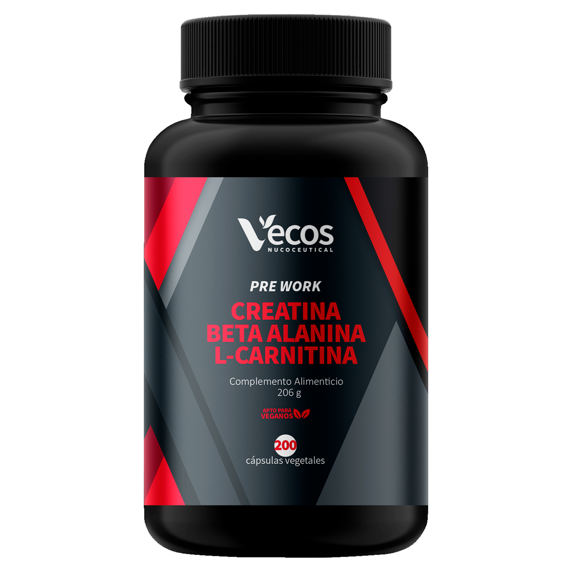 Creatina + Beta Alanina + L-carnitina Vecos 200 Cápsulas | Fuerza, Resistencia Y Rendimiento_0