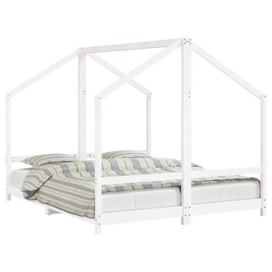 Vidaxl Estructura De Cama Para Niños Madera Pino Blanco 2x(80x200) Cm_0
