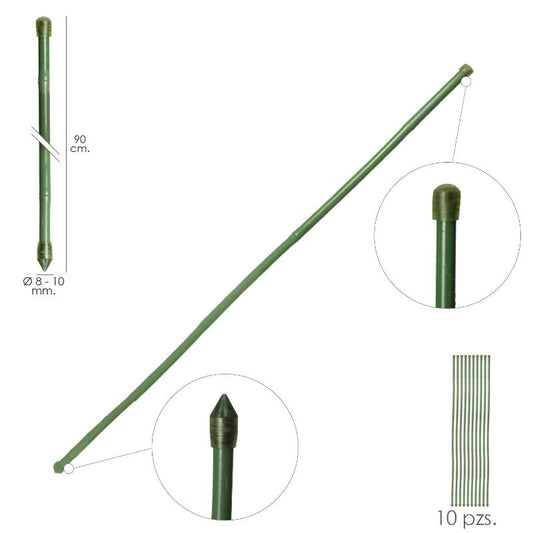 Tutor Varilla Bambú Plastificado Ø  8  - 10 Mm. X  90 Cm. (paquete 10 Unidades)_0