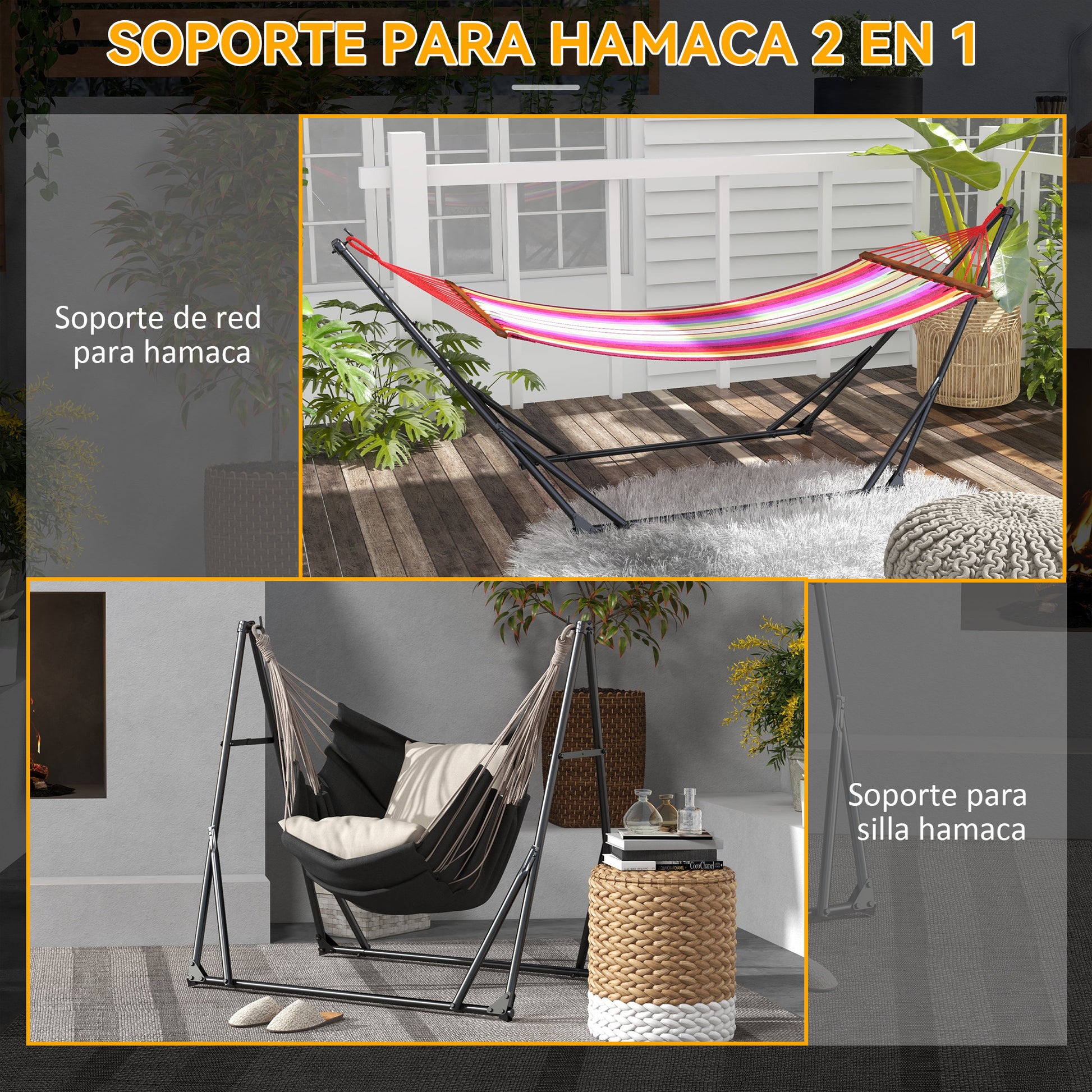 Outsunny Soporte Para Hamaca Plegable Portátil_3